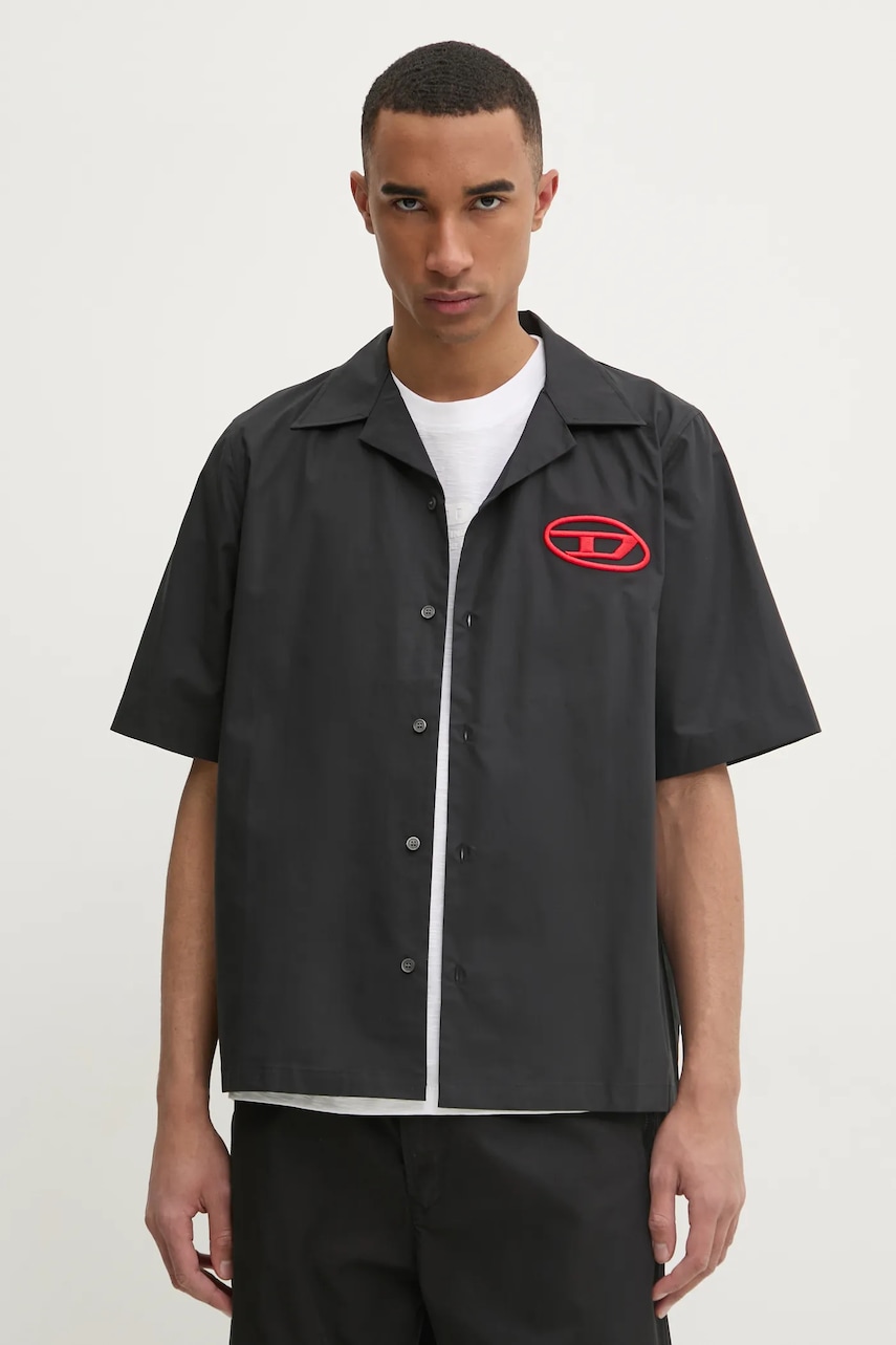 Diesel camasa S-MAC-C SHIRT barbati, culoarea negru, cu guler clasic, relaxed, A14636.0PCAL Diesel camasa S-MAC-C SHIRT barbati, culoarea negru, cu guler clasic, relaxed, A14636.0PCAL
