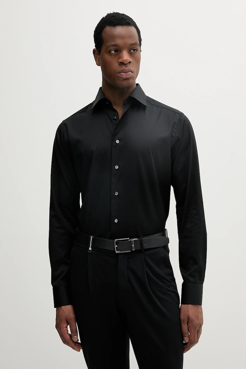 Eton cămașă din bumbac culoarea negru, cu guler clasic, slim, 100012342