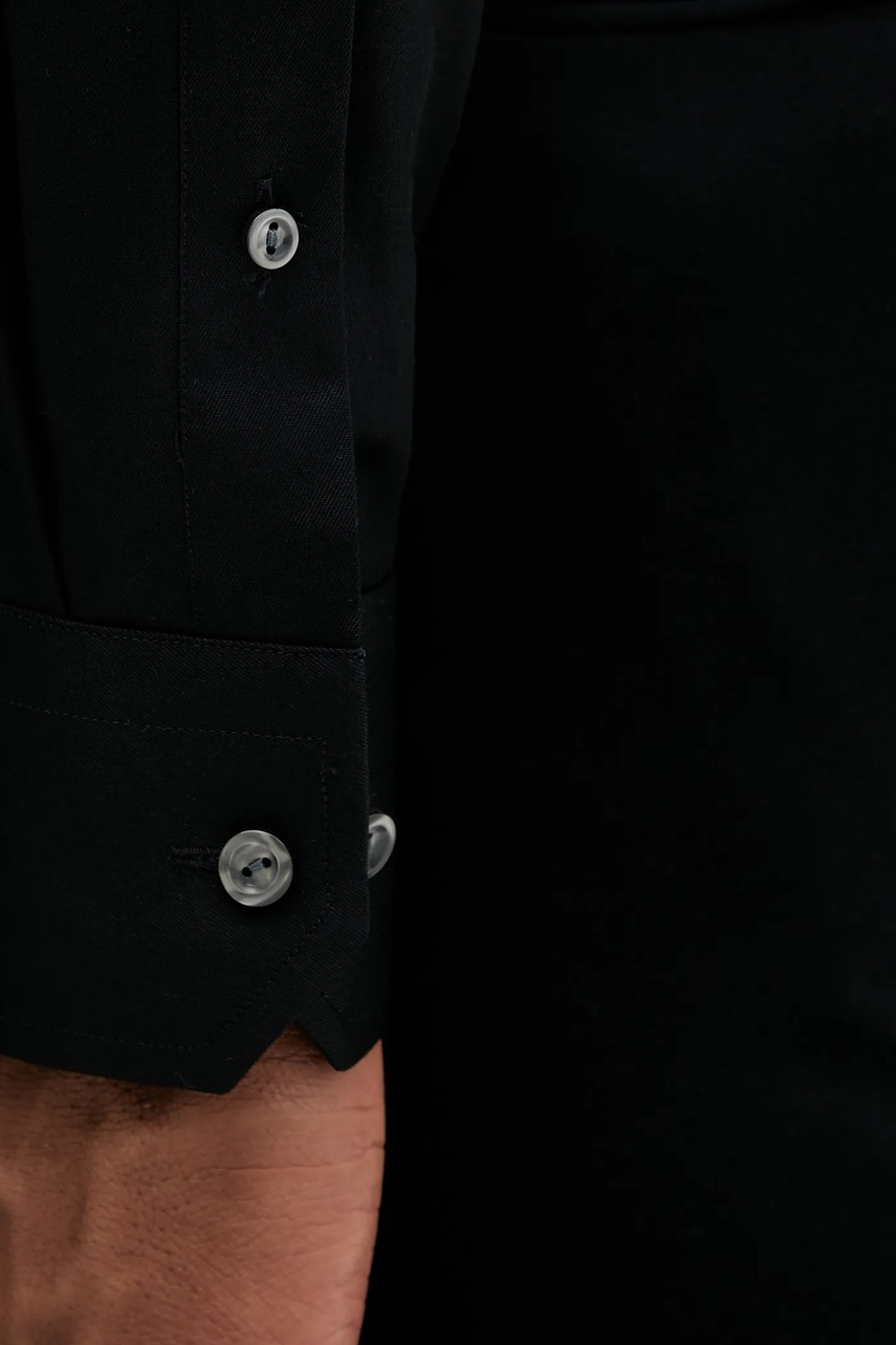 Βαμβακερό πουκάμισο Eton ανδρικό, χρώμα: μαύρο, 100012342 φωτογραφία