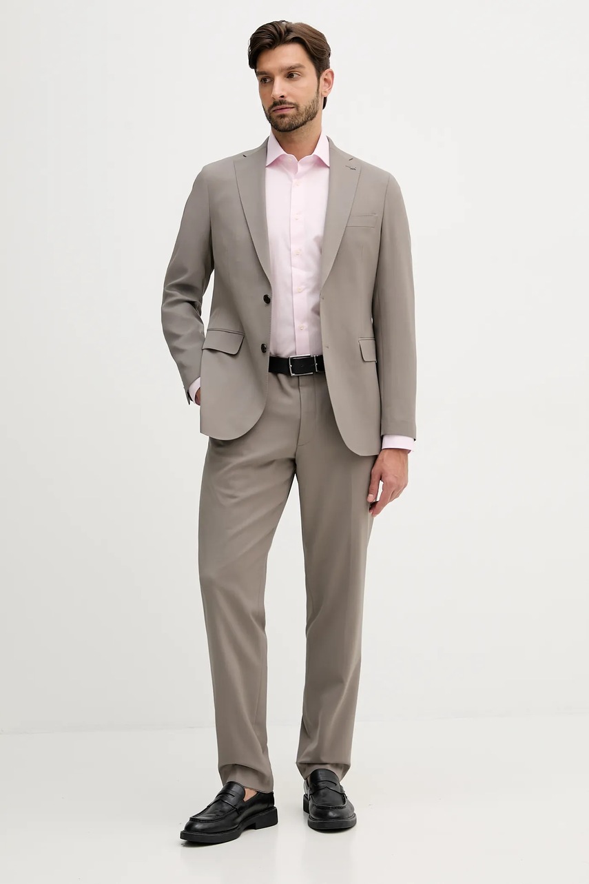 Хлопковая рубашка Hackett London цвет розовый slim итальянский воротник HM304529