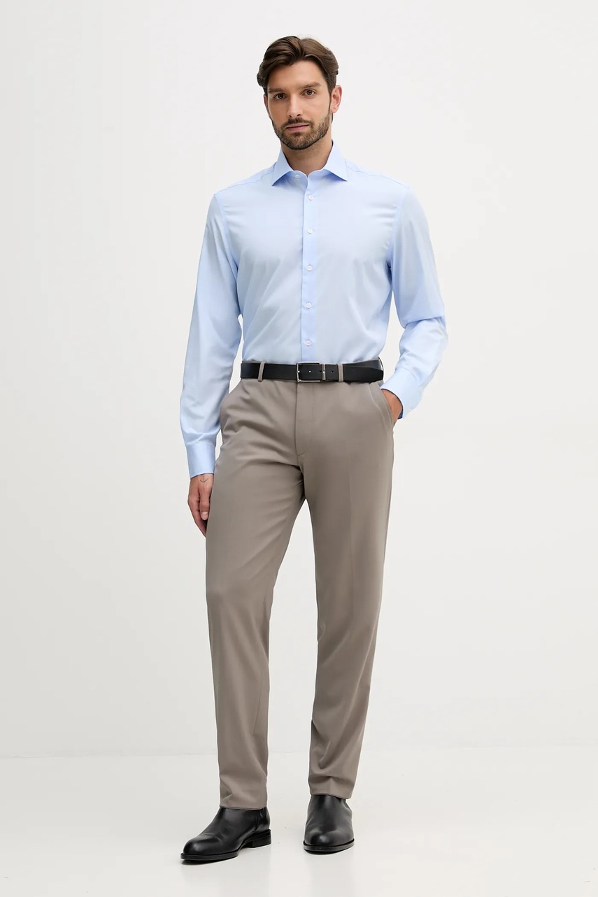 Хлопковая рубашка Hackett London slim итальянский воротник HM304529