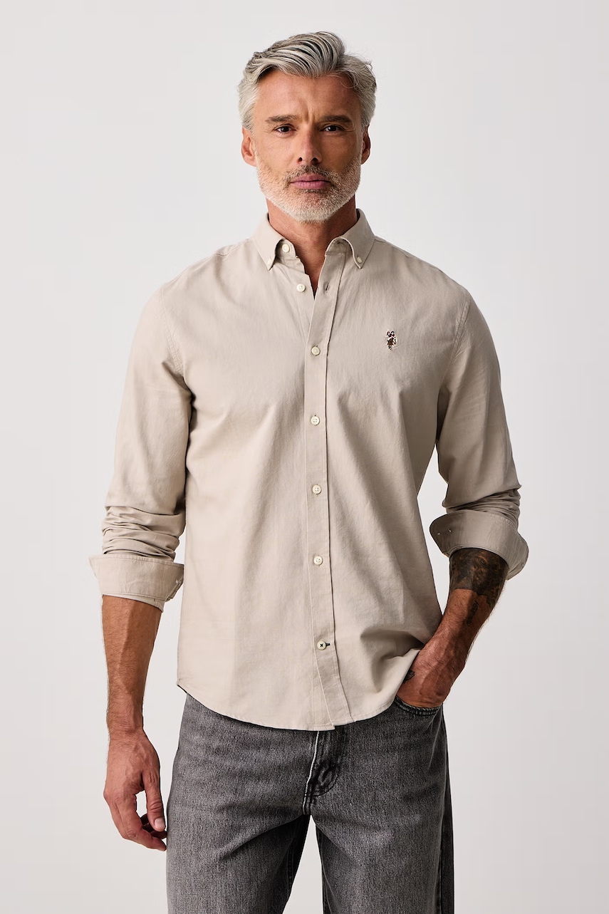 U.S. Polo Assn.  košeľa pánska bavlnená PEACHED OXFORD LS