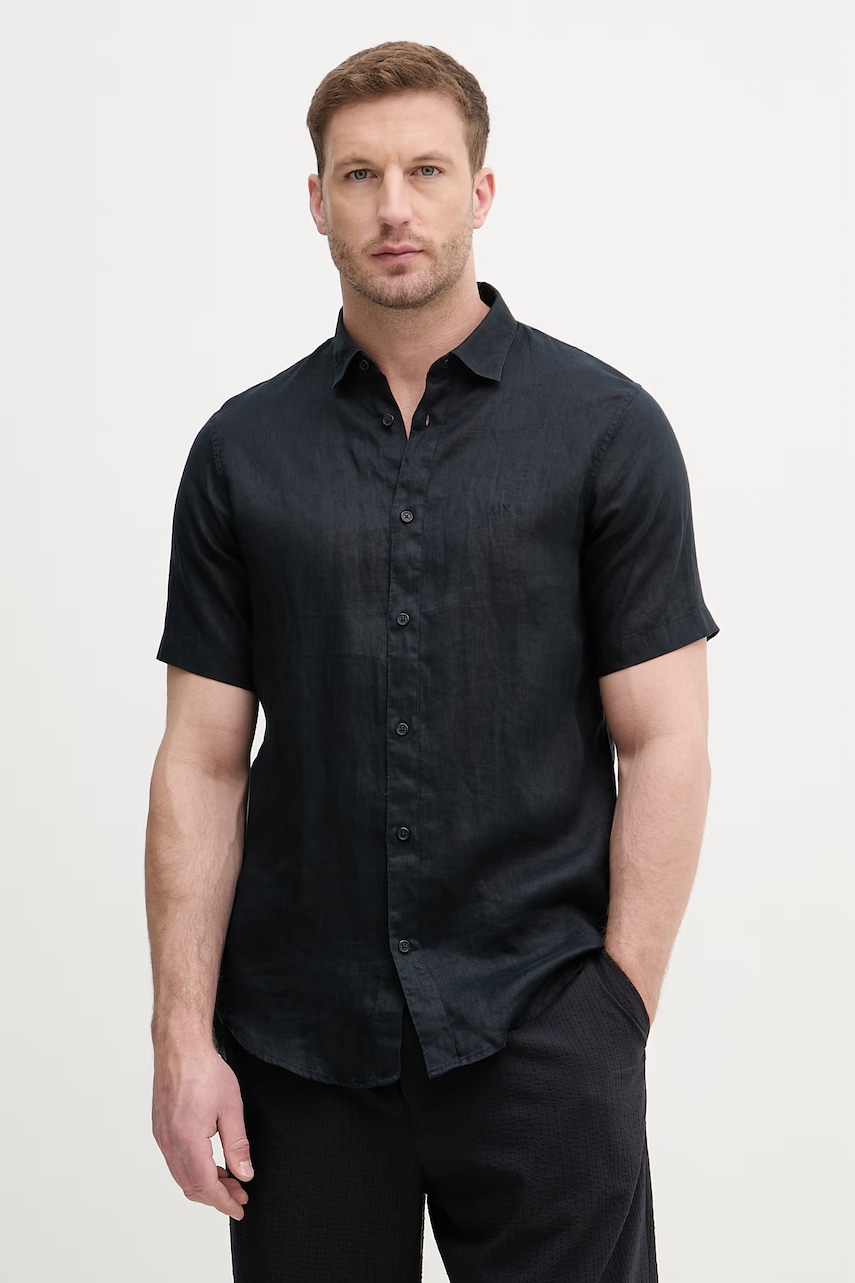 Armani Exchange cămașă bărbătească din in