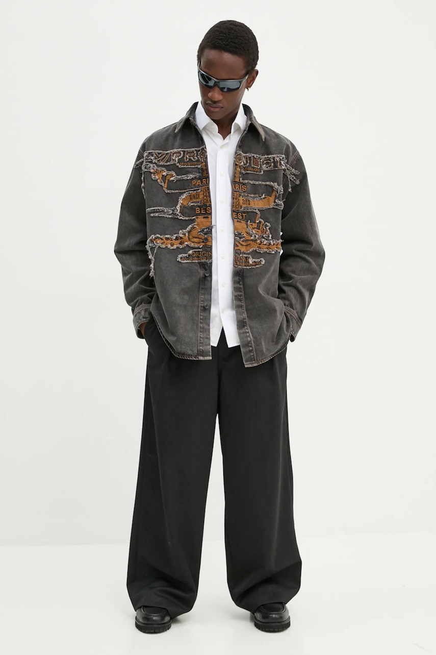 Rifľová košeľa Y/Project EVERGREEN PARIS' BEST PATCH DENIM SHIRT