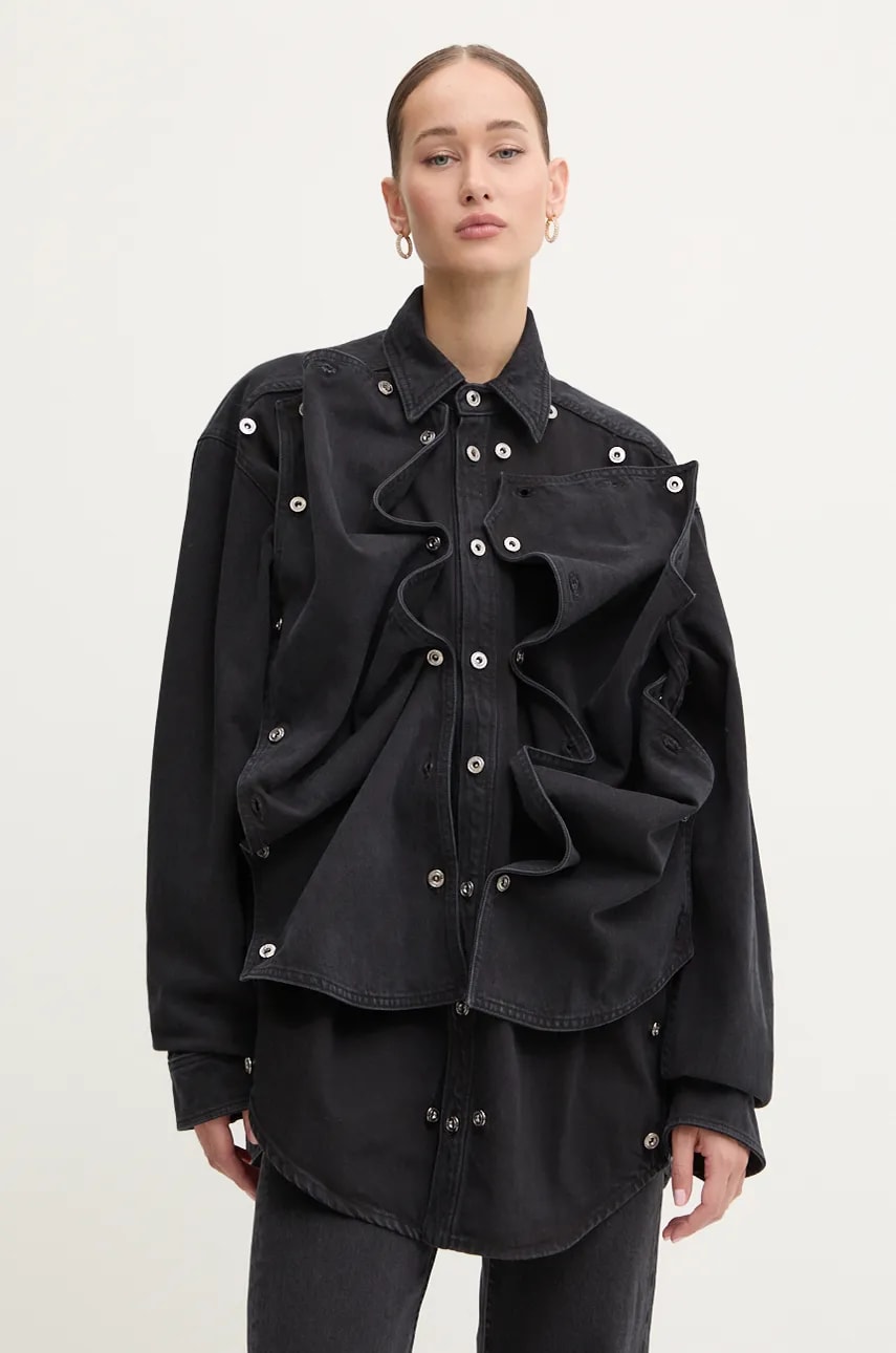 Джинсовая куртка Y/Project EVERGREEN SNAP OFF DENIM SHIRT цвет чёрный переходная 207SI001 Джинсовая куртка Y/Project EVERGREEN SNAP OFF DENIM SHIRT цвет чёрный переходная 207SI001