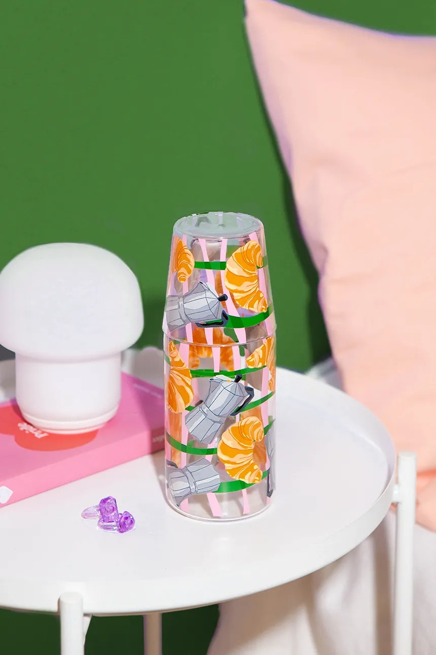Καράφα με ποτήρι DOIY Good Morning Jar & Glass χρώμα: πολύχρωμο φωτογραφία