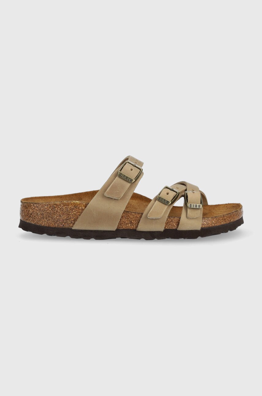 

Кожаные шлепанцы Birkenstock Franca женские цвет коричневый