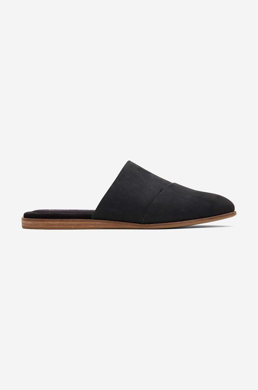 E-shop Semišové pantofle Toms Flat 10018987 dámské, černá barva