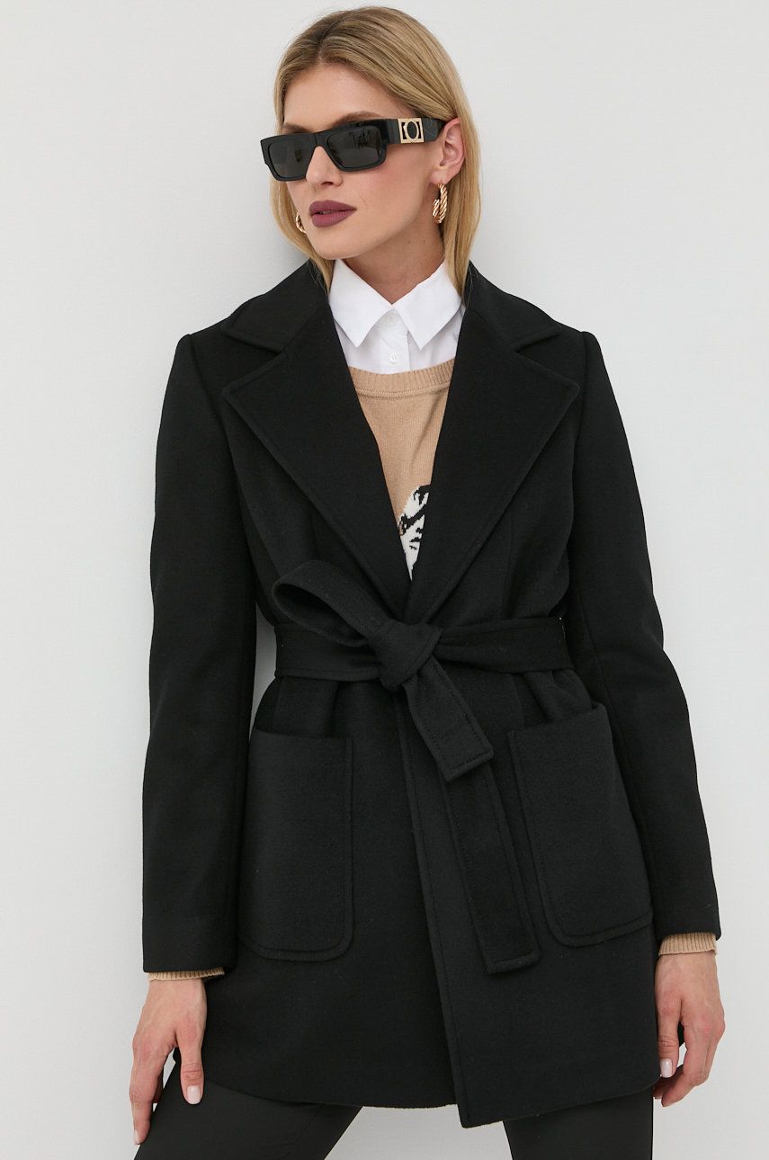 MAX&Co. płaszcz wełniany kolor czarny przejściowy