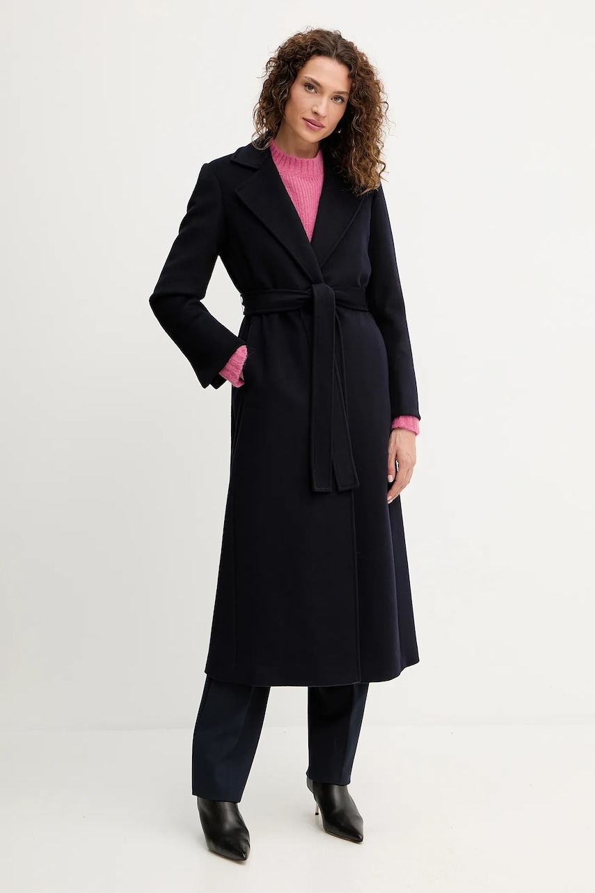 MAX&Co. palton de lână culoarea negru, de tranziție, desfăcut, 2418011034200