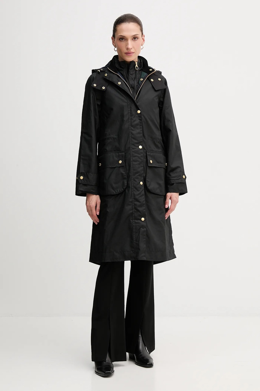 Barbour hanorac Long Cannich Wax culoarea verde, LWX1264