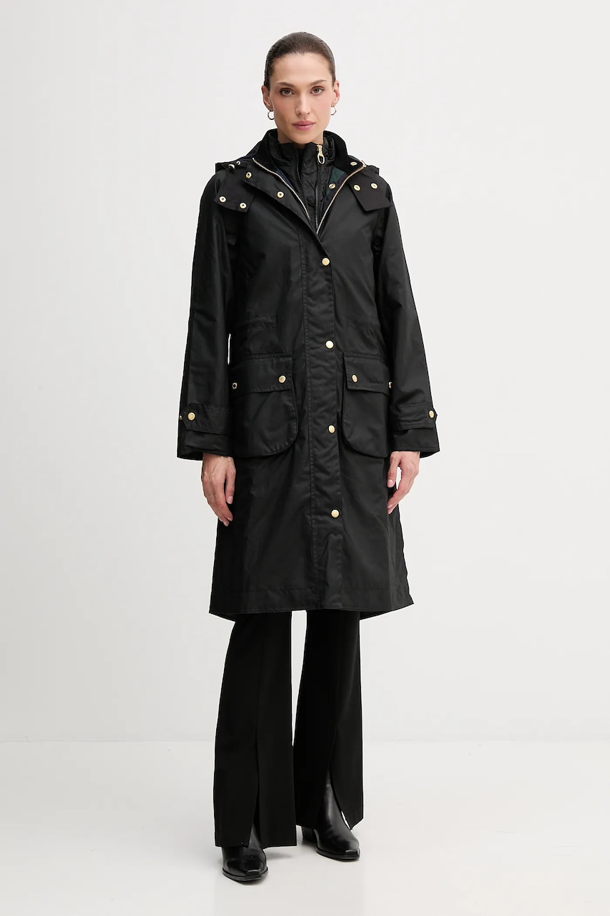 Barbour hanorac Long Cannich Wax culoarea verde, LWX1264