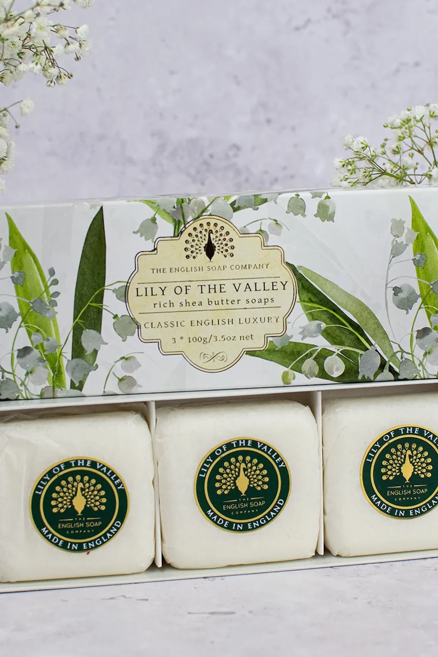 Levně Sada mýdel The English Soap Company Lily Of The Valley 3 x 100 g 3-pack více barev