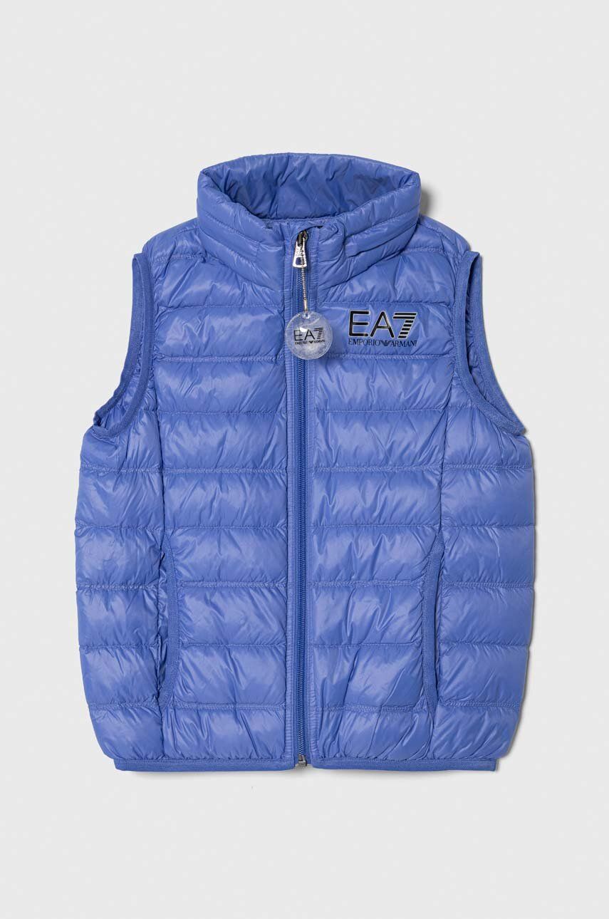 Dětská péřová vesta EA7 Emporio Armani - modrá -  Hlavní materiál: 100 % Polyamid Podšívka