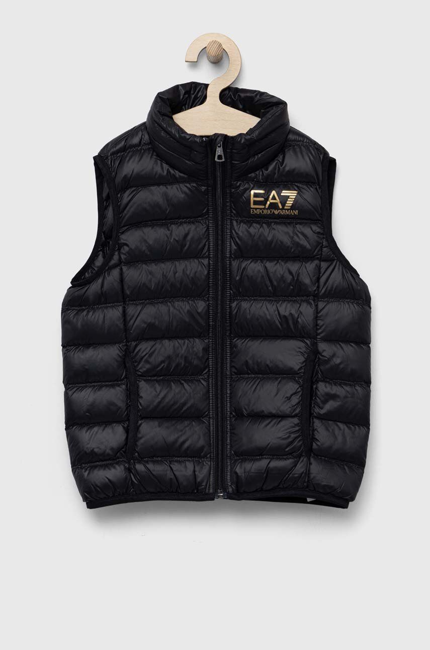 EA7 Emporio Armani vesta de puf pentru copii culoarea negru