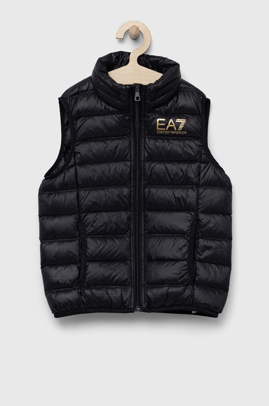 EA7 Emporio Armani vesta de puf pentru copii culoarea negru