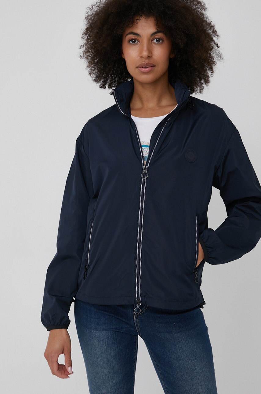 Armani exchange geaca femei, culoarea albastru marin, de tranzitie