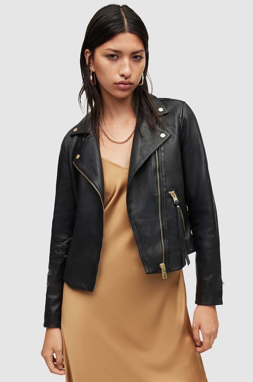 AllSaints geaca ramones de piele femei, culoarea negru, de tranzitie 2023 ❤️ Pret Super answear imagine noua 2022