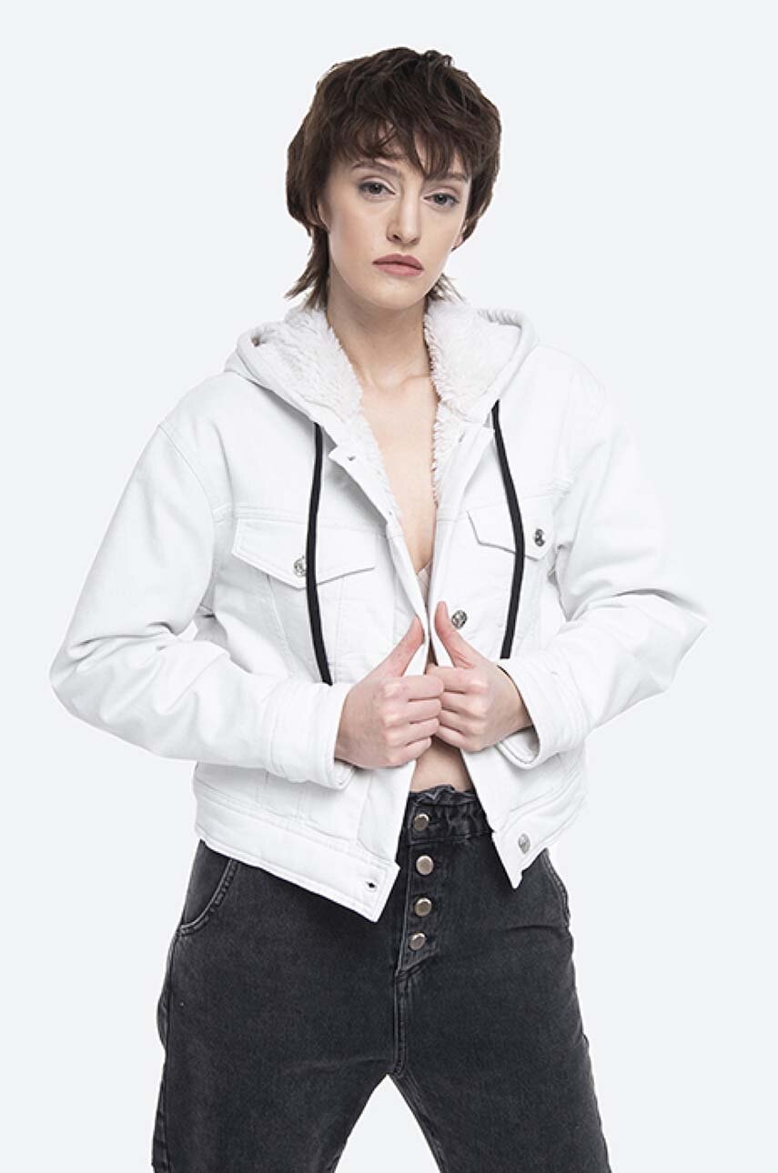 Iceberg geacă din denim femei, culoarea alb, de tranziție