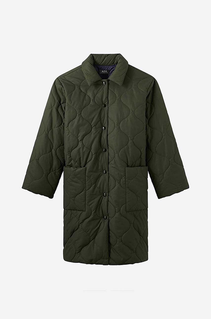 Jakna A.P.C. Manteau Sarah Za žene, Boja: Zelena, Za Prijelazno Razdoblje, COEZV.F01502-MILITARYKH