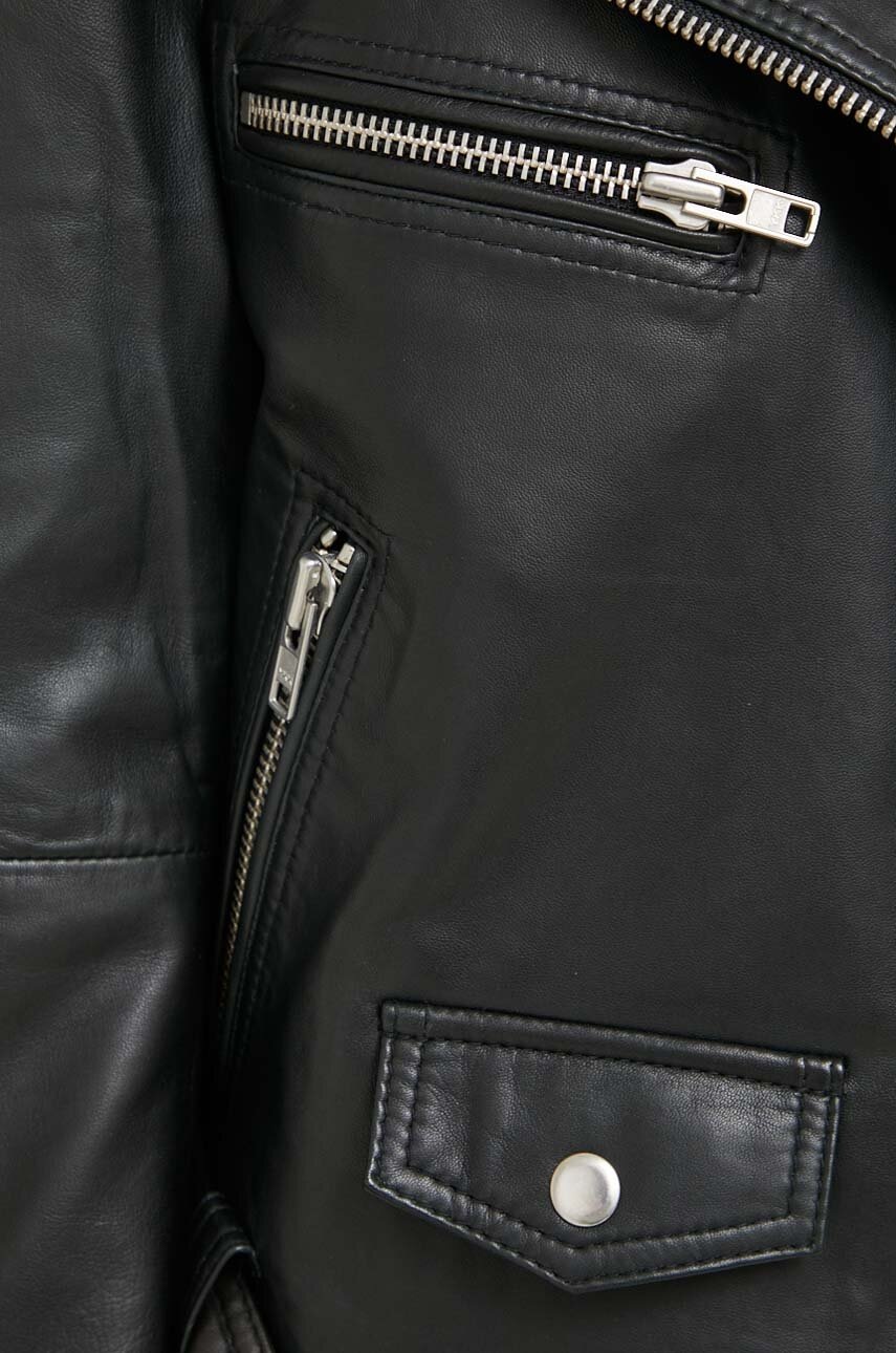 Δερμάτινο jacket Gestuz γυναικεία, χρώμα: μαύρο φωτογραφία