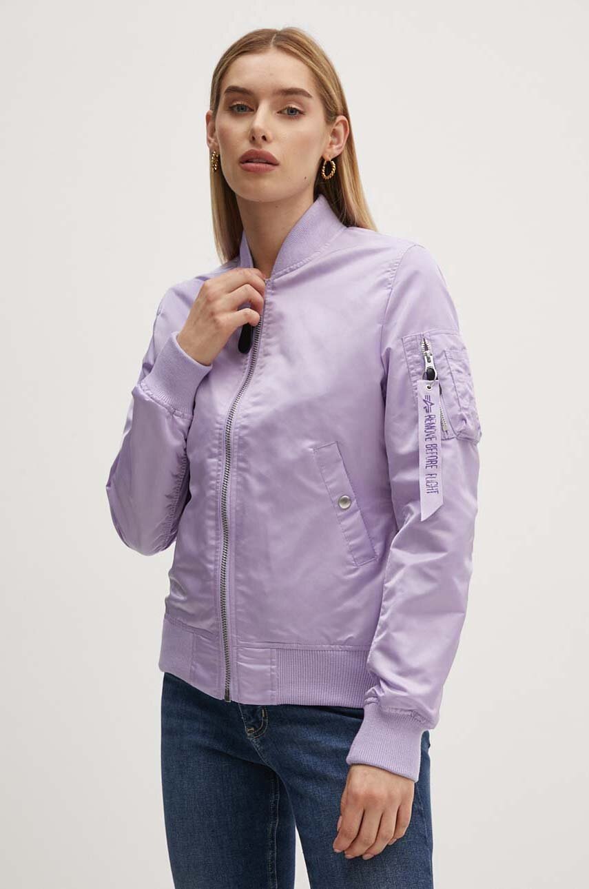 Alpha Industries geaca bomber MA-1 VF LW femei, culoarea violet, de tranzitie