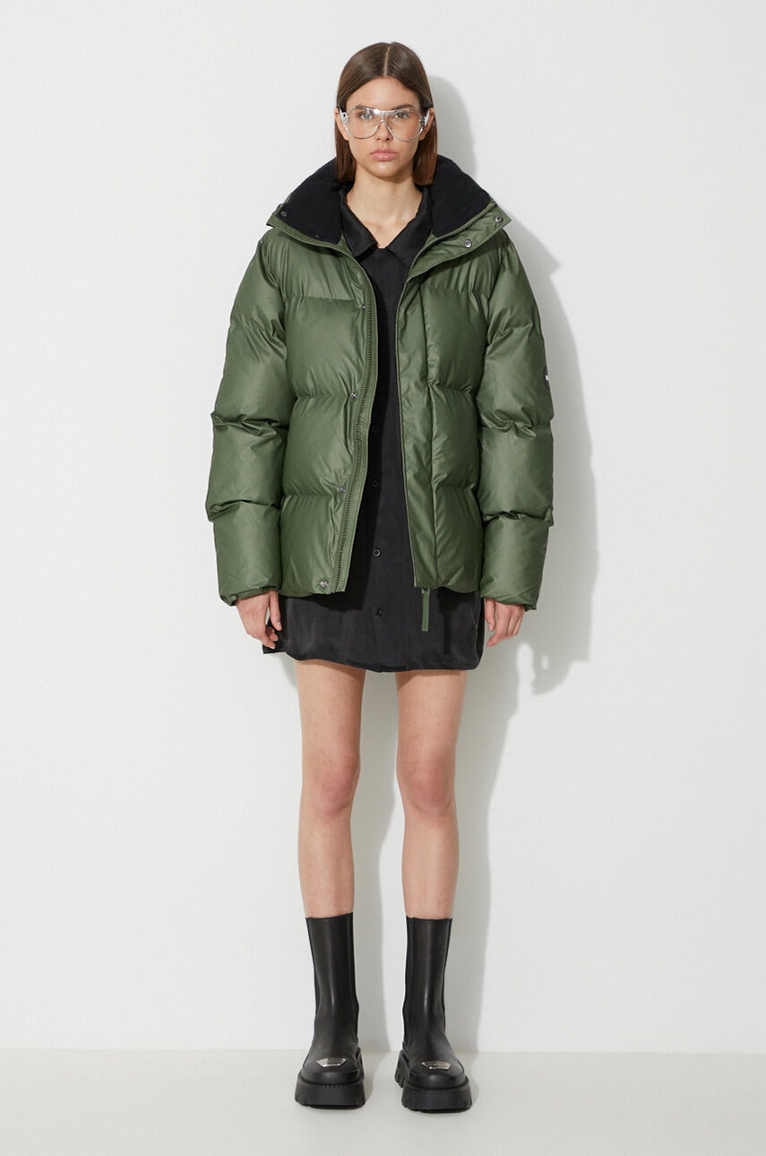 

Куртка Rains 15220 жіноча колір зелений зимова oversize 15220-teal
