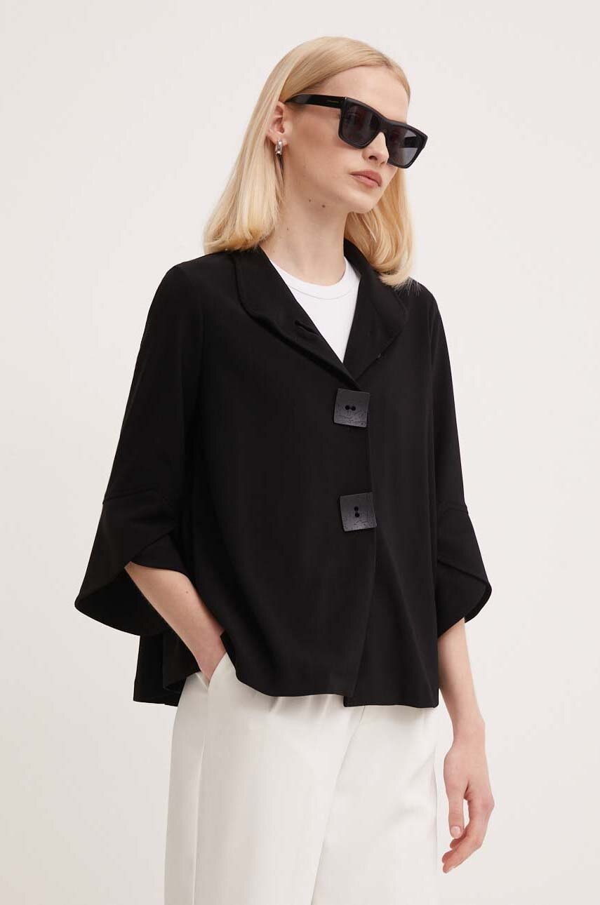 Joseph Ribkoff geaca femei, culoarea negru, de tranzitie, oversize, 193198