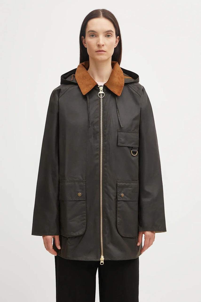 Barbour  HIGHCLERE długa kurtka damska bawełniana zielona LWX1262