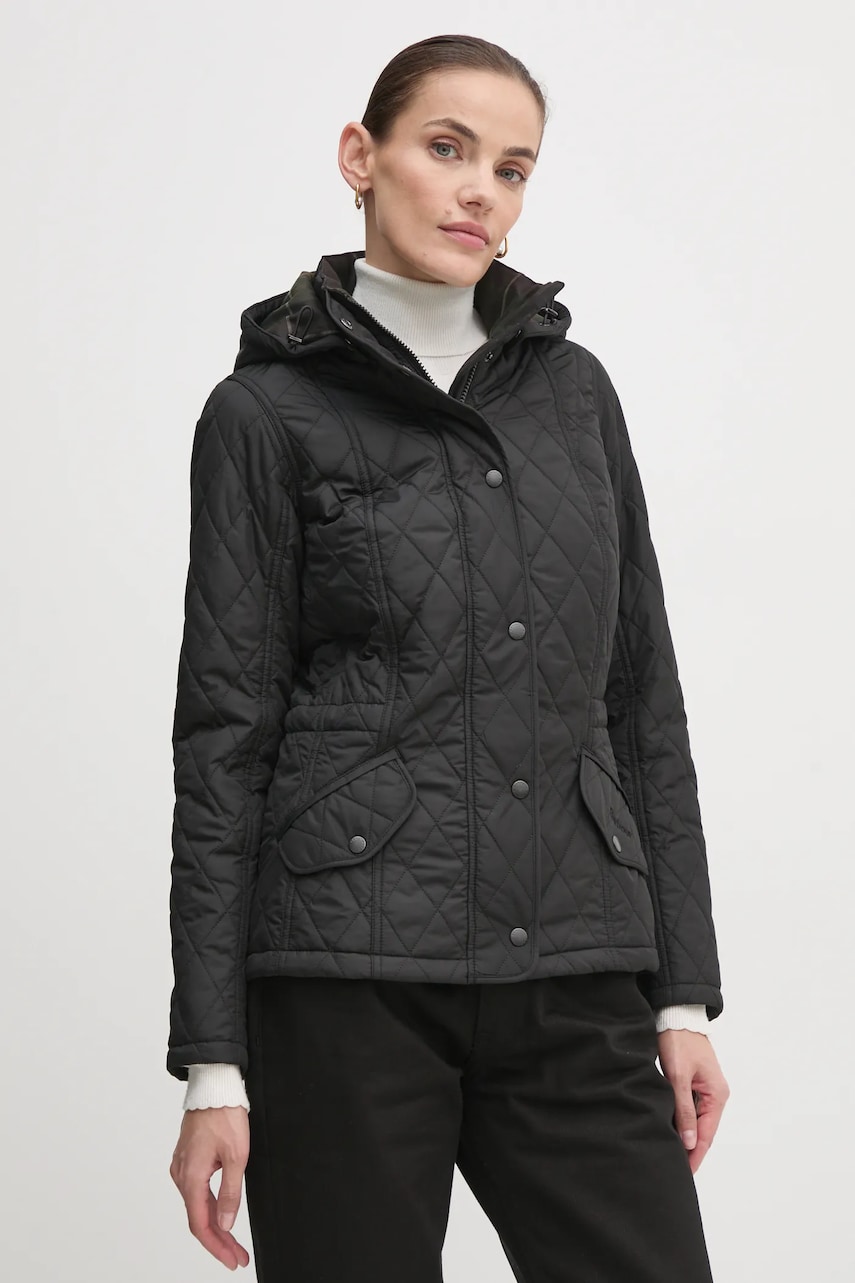 Barbour geaca Millfire Quilt femei, culoarea negru, de tranzitie, LQU0665 Barbour geaca Millfire Quilt femei, culoarea negru, de tranzitie, LQU0665