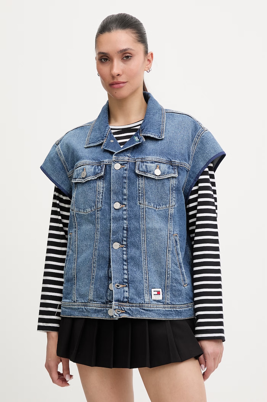 Renewed bezrękawnik damski jeansowy Creative Upcycling