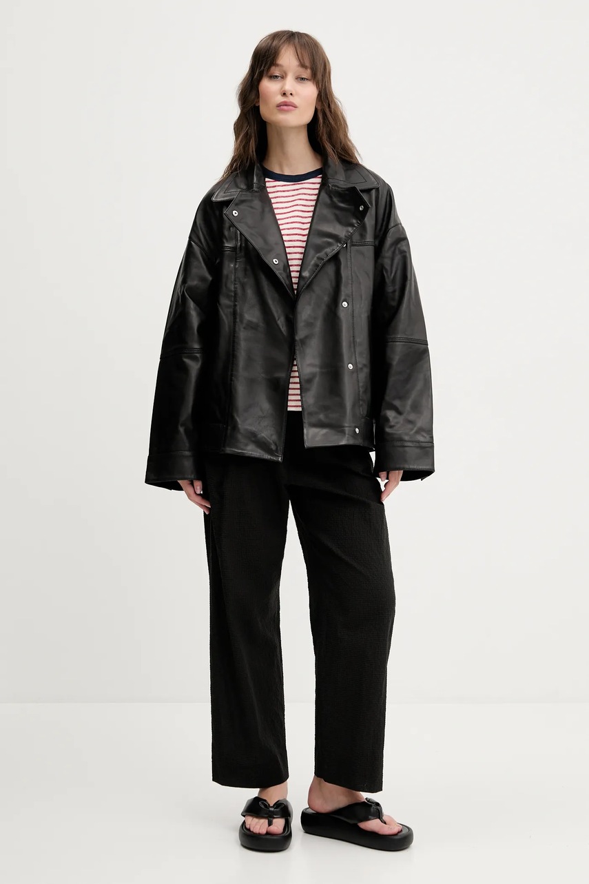 Δερμάτινο μπουφάν Bimba Y Lola χρώμα: μαύρο, 242BR0403.10000 φωτογραφία