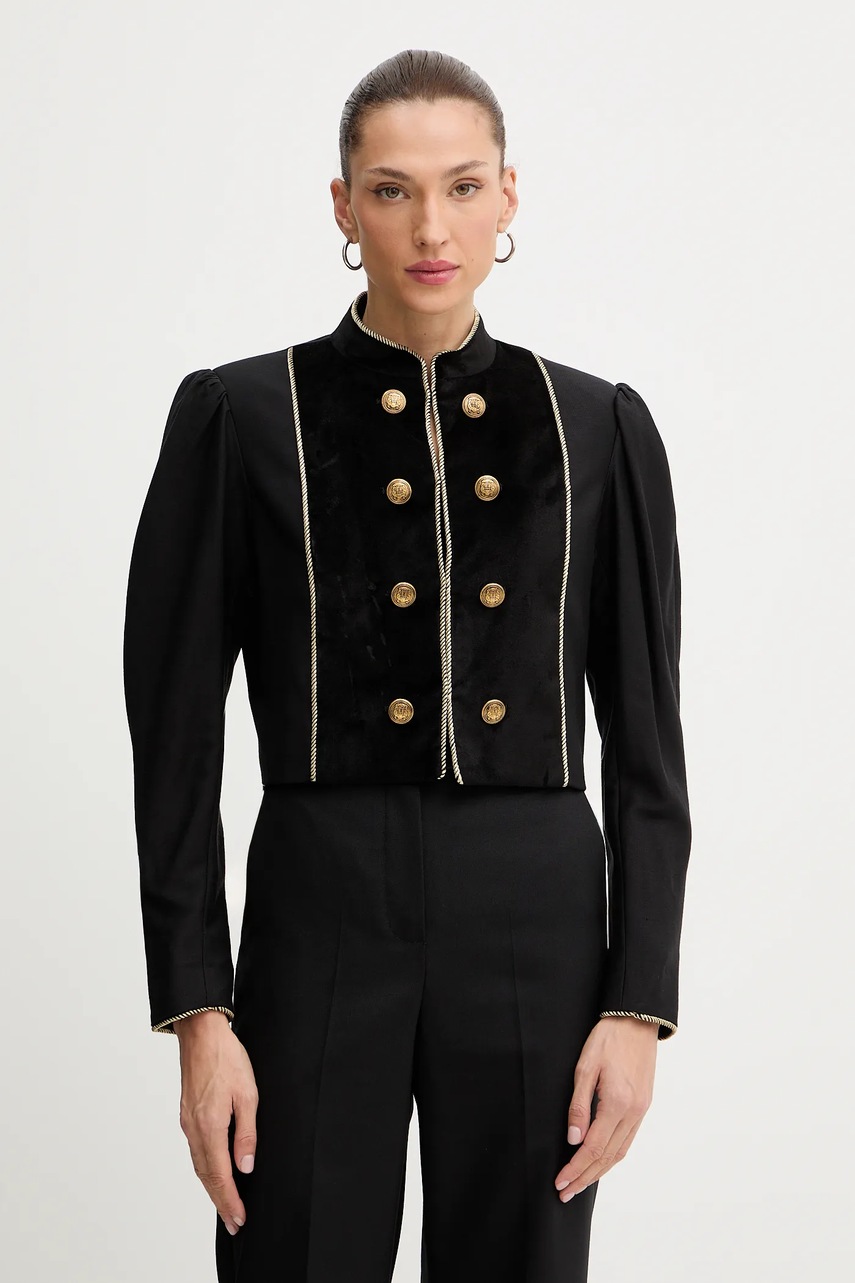 Blazer s příměsí vlny Twinset černá barva, 252TS2040