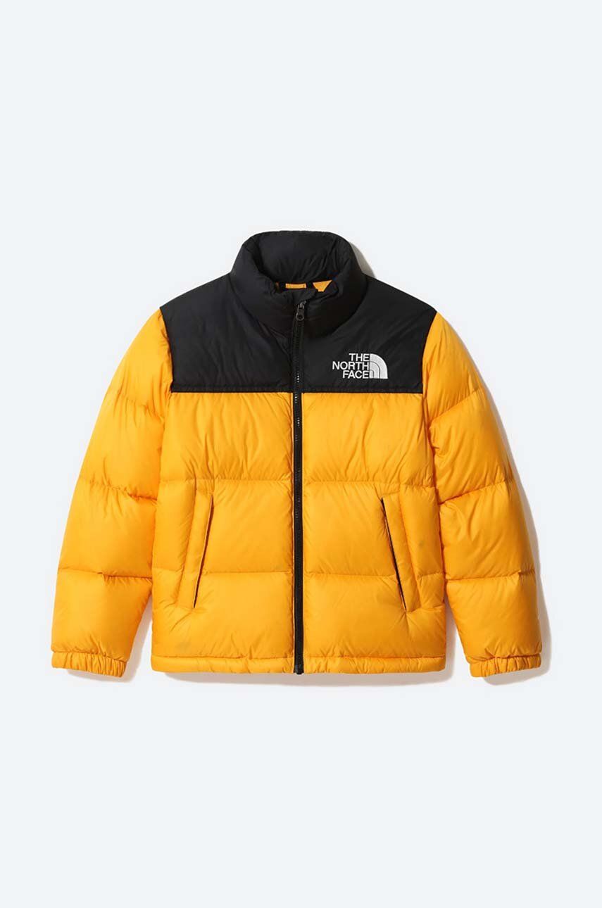 The North Face geaca de puf pentru copii Youth 1996 Retro Nuptse culoarea galben