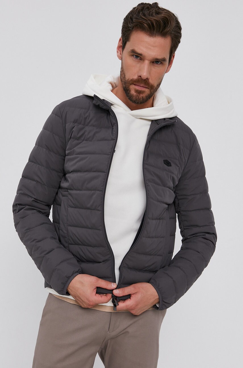 Emporio armani geacă de puf bărbați, culoarea gri, de iarnă