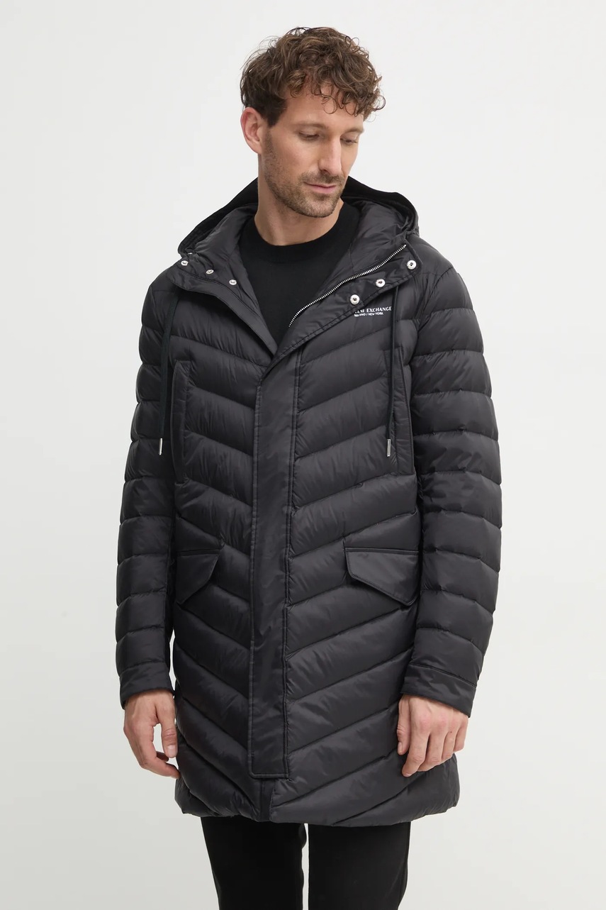 

Пухено яке Armani Exchange мъжко в черно със зимна изолация, Черен