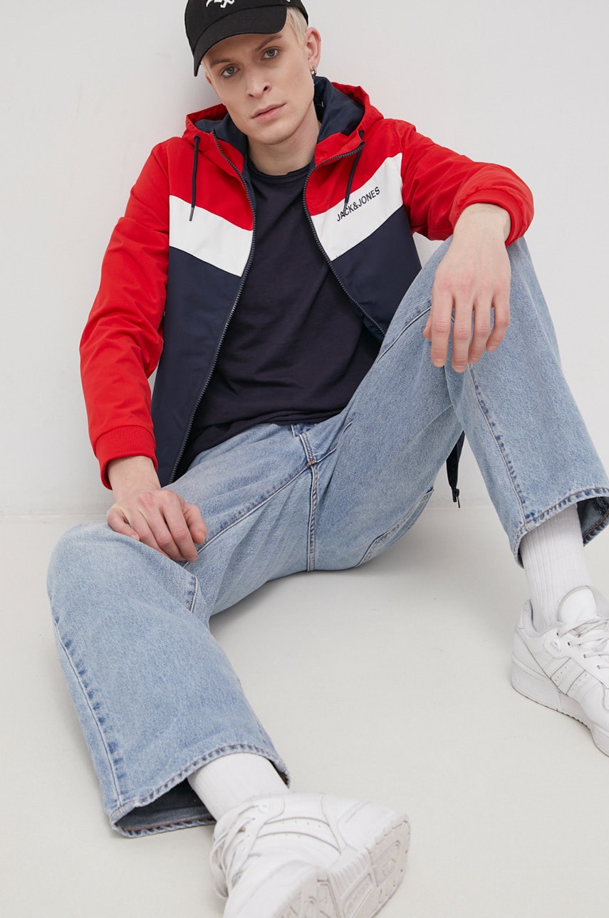 Jack & jones geaca barbati, culoarea rosu, de tranzitie