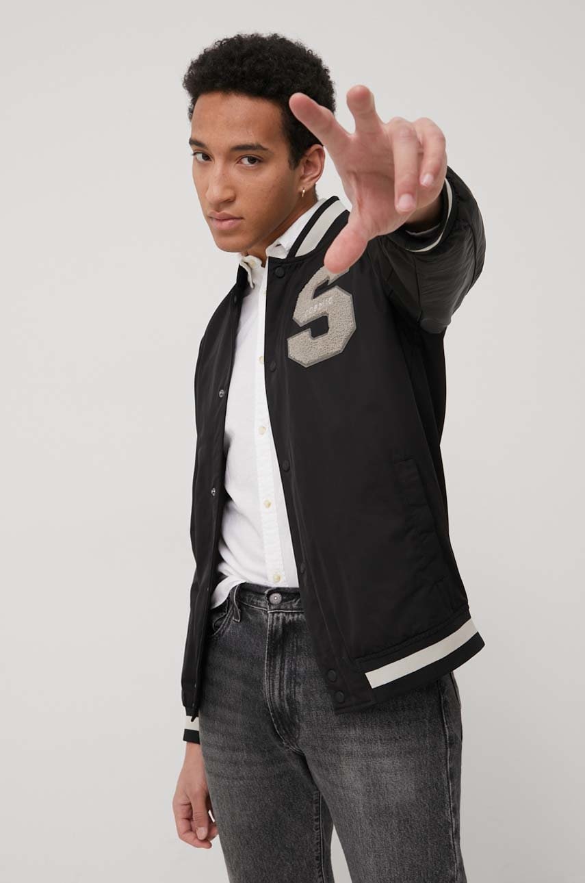 Only & sons geaca bomber barbati, culoarea negru, de tranzitie