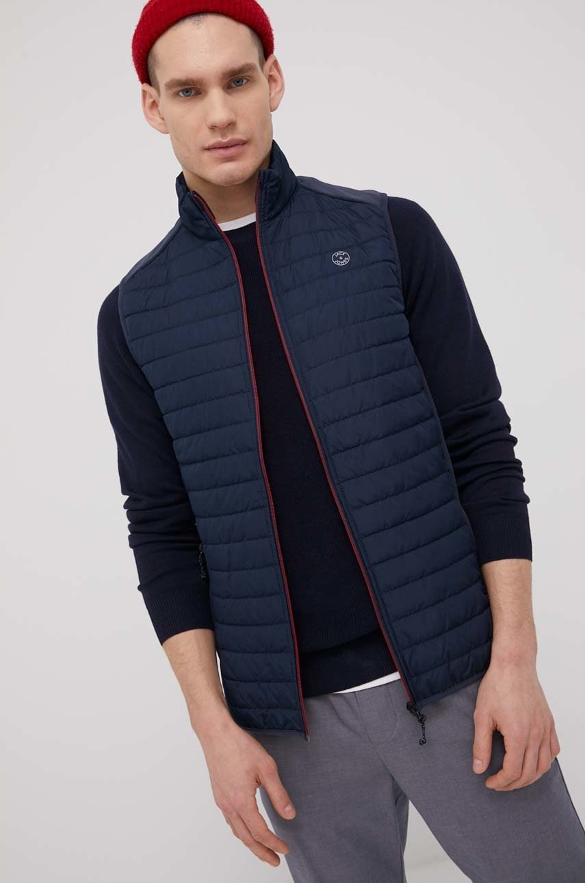 Jack & jones vesta barbati, culoarea albastru marin, de tranzitie