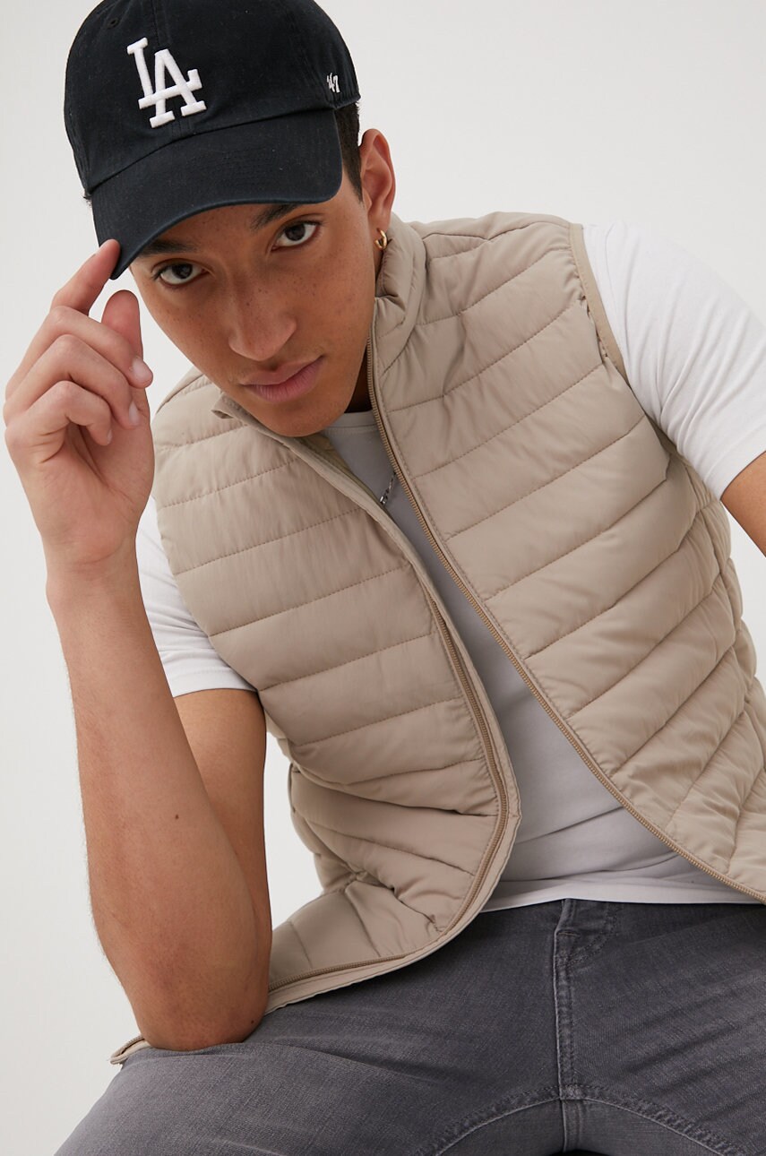 Jack & jones vesta barbati, culoarea bej, de tranzitie