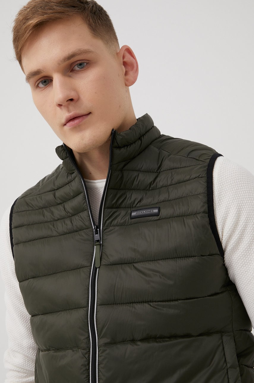 Jack & jones vesta barbati, culoarea verde, de tranzitie