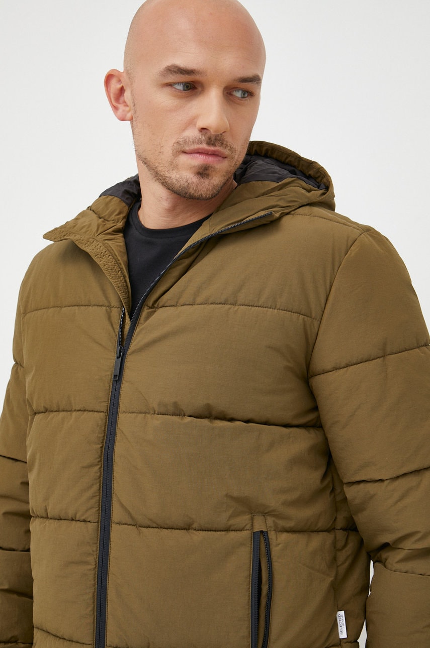 Selected homme geaca barbati, culoarea verde, de iarna