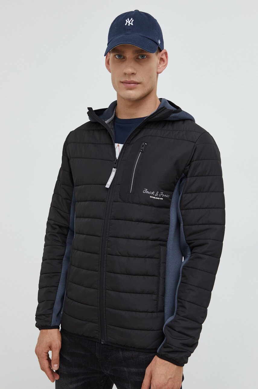 Jack & jones geaca jcoberg barbati, culoarea negru, de tranzitie
