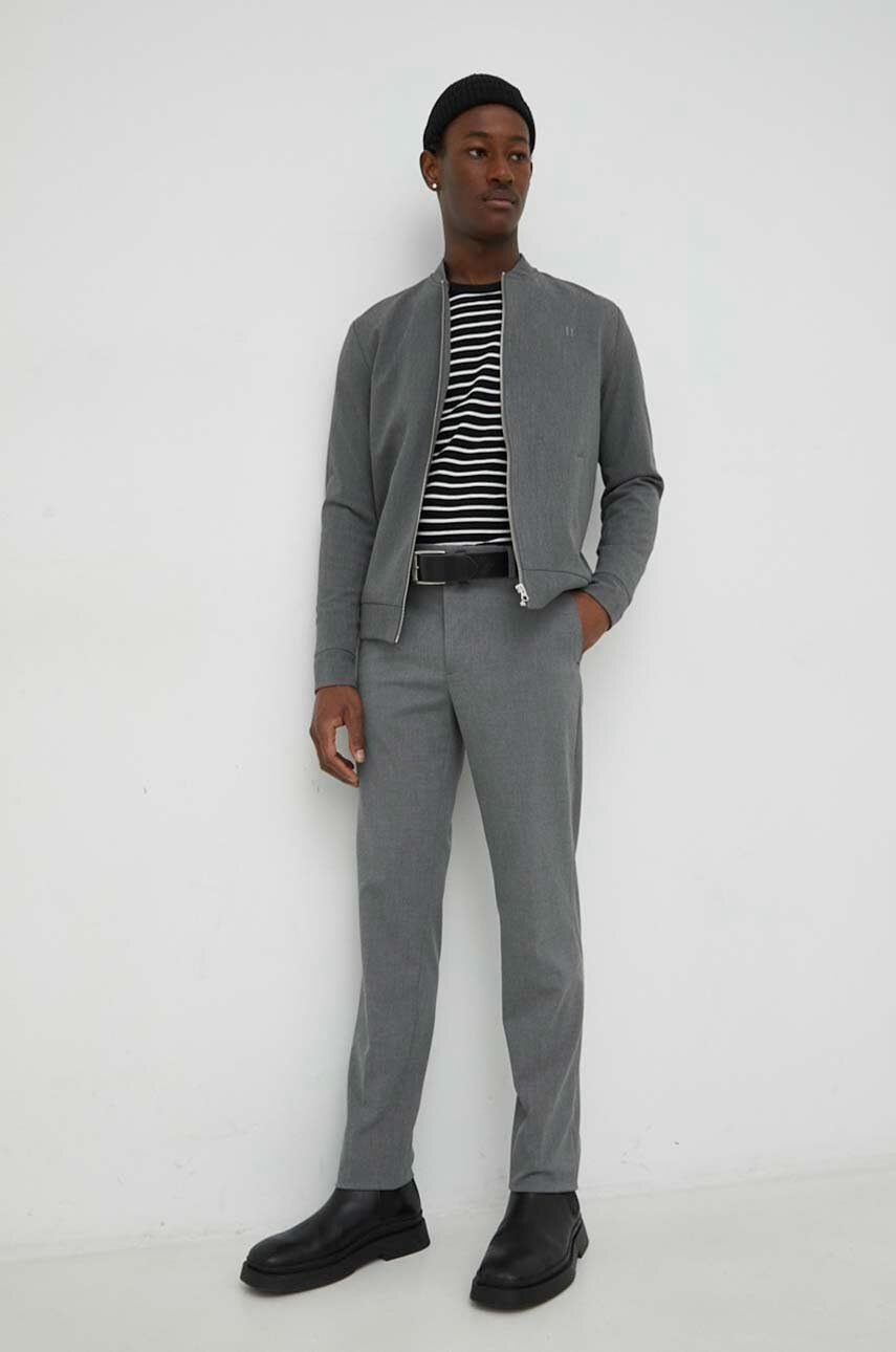 Μπουφάν bomber Les Deux ανδρικά, χρώμα: γκρι φωτογραφία