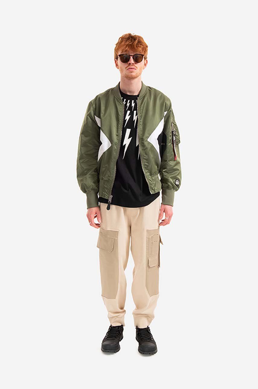 Alpha Industries Geacă Bomber Cu Două Fețe X Neil Barrett MA-1 Bărbați, Culoarea Verde, De Tranziție 106120.01-green