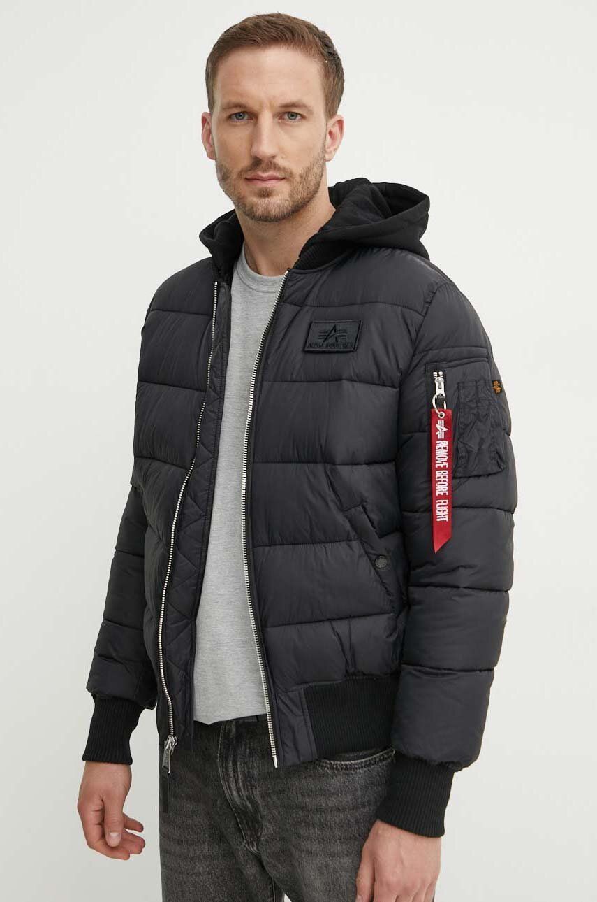 Alpha Industries Geaca Ma-1 Zh Back Print Puffer Fd Barbati, Culoarea Negru, De Iarna 118107.03-black