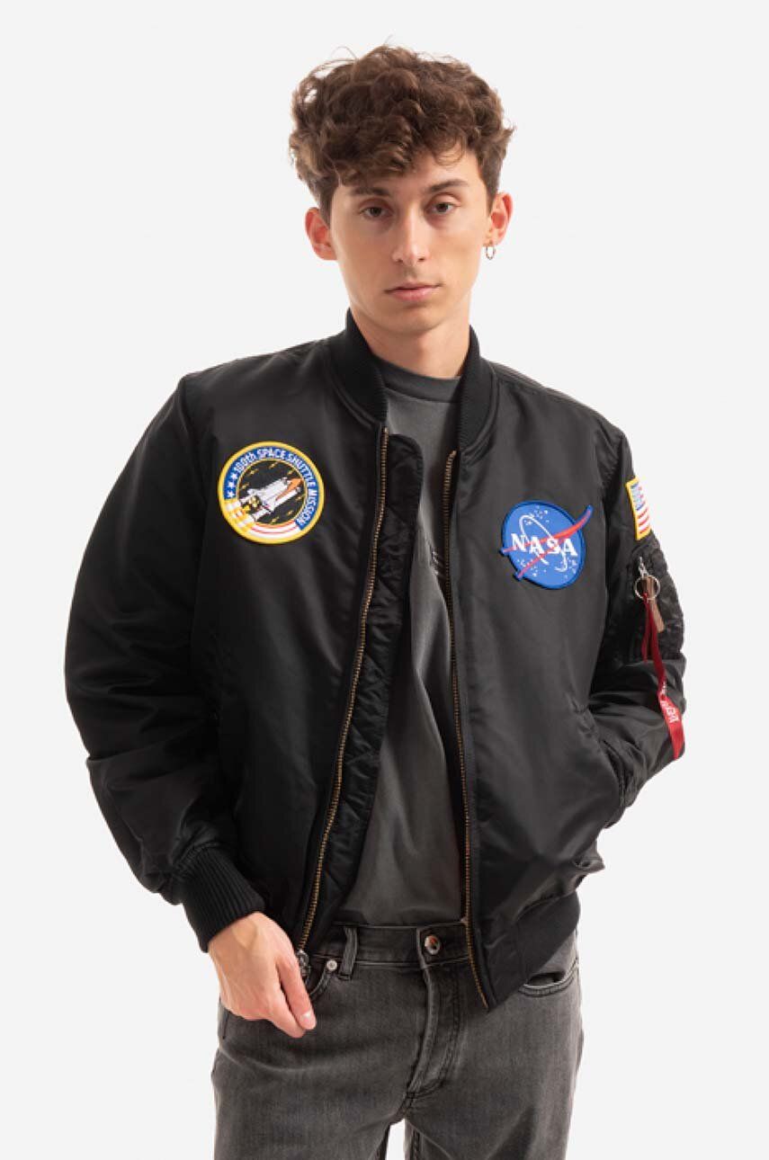 Levně Bomber bunda Alpha Industries MA-1 NASA 166107 03 černá barva, přechodná