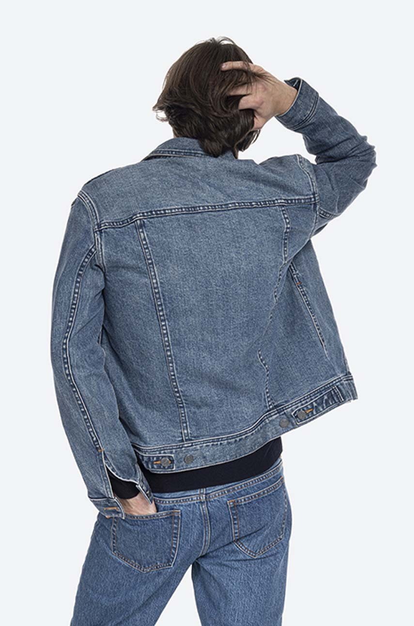 A.P.C. farmerdzseki Veste Jean Us férfi, sötétkék, átmeneti termék 2. képe