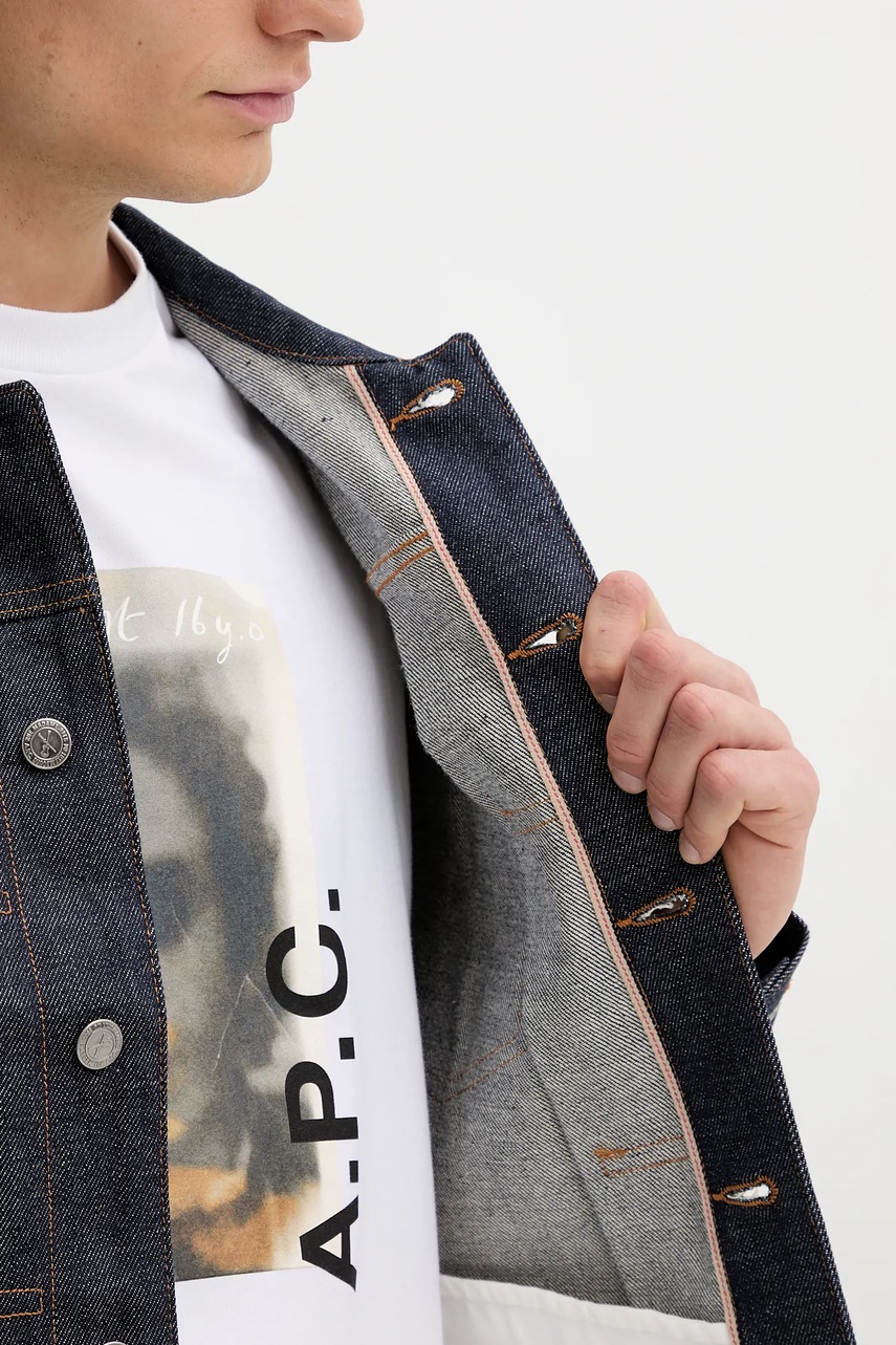 Βαμβακερό τζιν μπουφάν A.P.C. Kurtka A.P.C. Veste Jean Work CODBS-H02191 INDIGO χρώμα: ναυτικό μπλε φωτογραφία