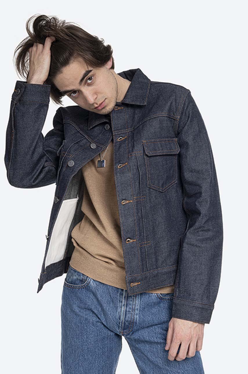 Βαμβακερό τζιν μπουφάν A.P.C. Kurtka A.P.C. Veste Jean Work CODBS-H02191 INDIGO χρώμα: ναυτικό μπλε φωτογραφία